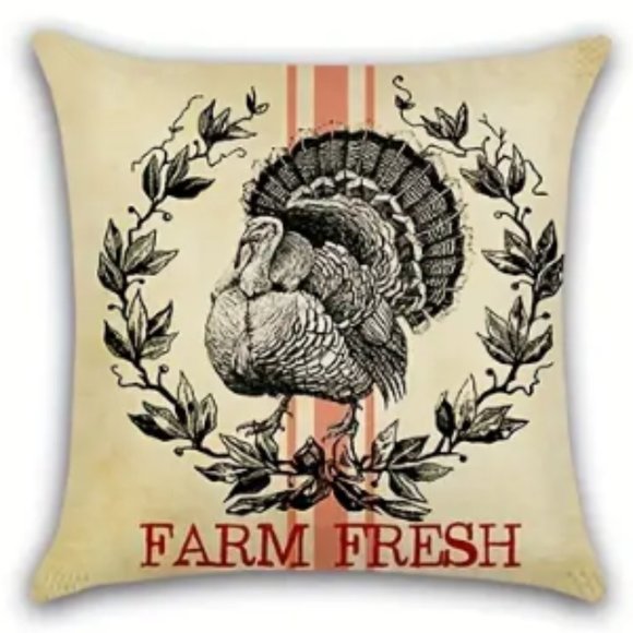 unbranded Other - NEW FARMHOUSE HOME DECOR FARM ANIMALS TURKEY LINEN DECORATIVE PILLOW COVER 18"